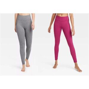 All in Motion Bundle Simplicity Mid-Rise Leggings 27" Gray / Pink Size 4X